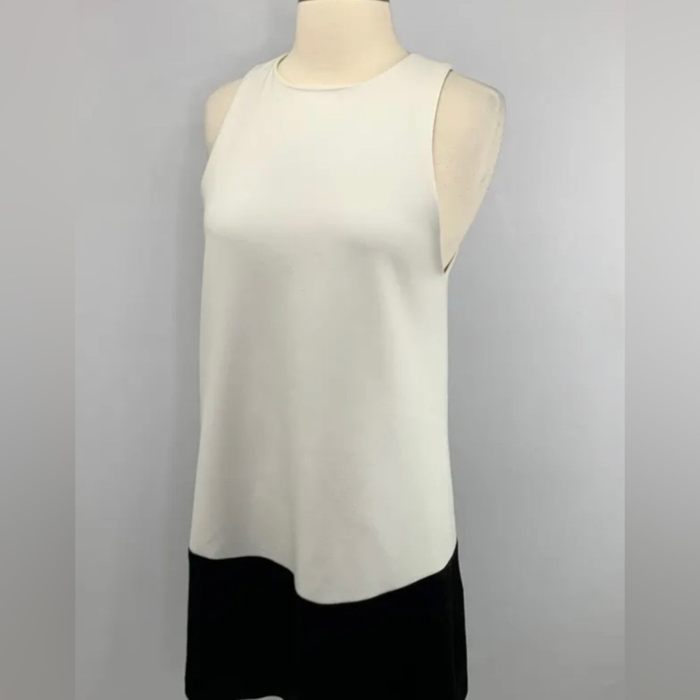 Alice & Olivia Ivory and Black Colorblock Mini Dress Sleeveless Womens M